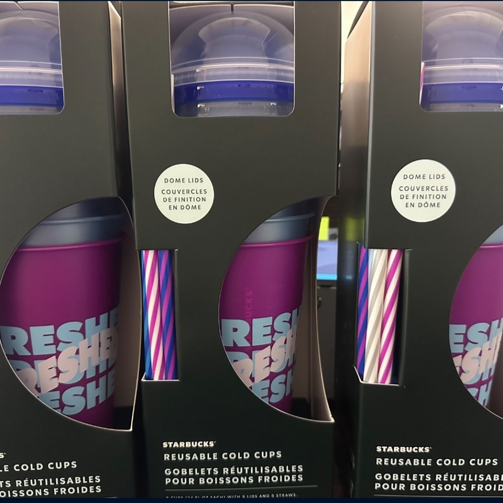 Set of 5 Starbucks Summer 2024 Dome Lid Reusable Cold Cups 24oz Each